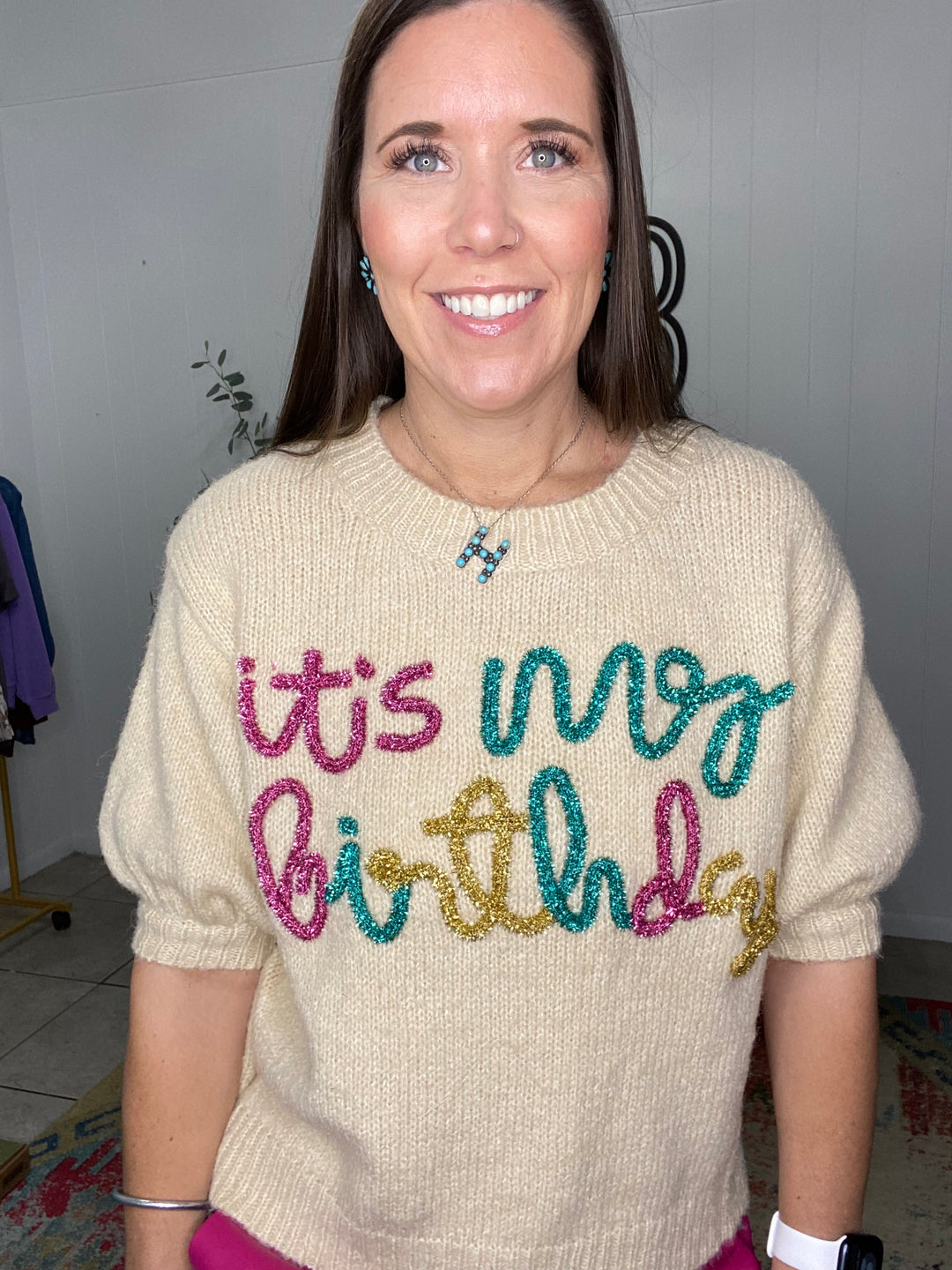 It's My Birthday Metallic Sweater