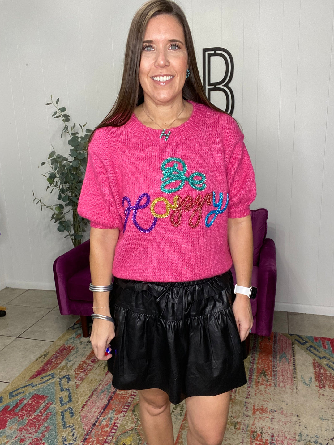 Be Happy Metallic Sweater