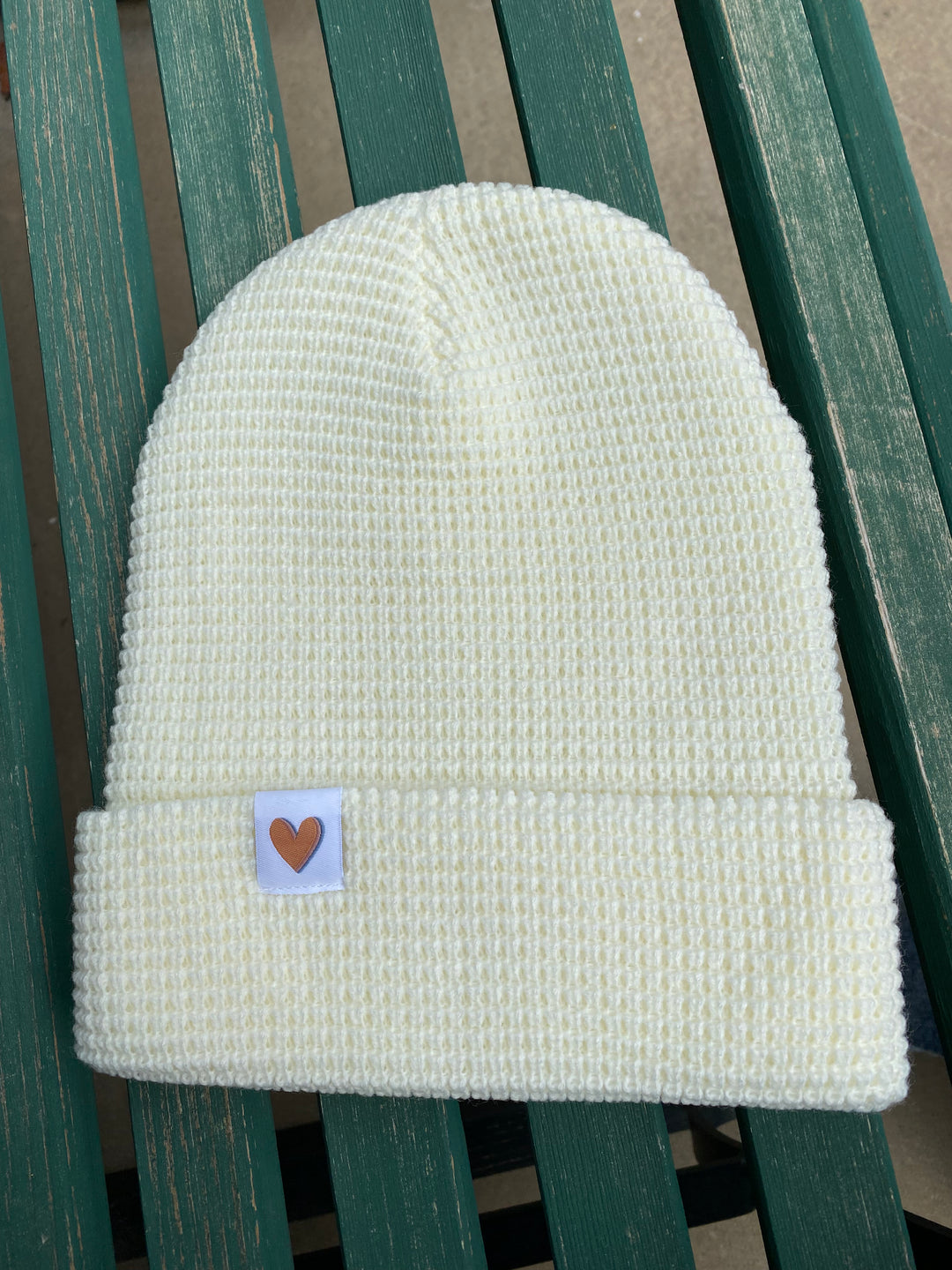 Waffle Beanie {Cream} Heart