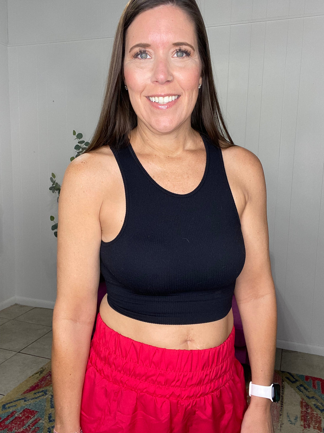 Mylea Ribbed Tank in Black
