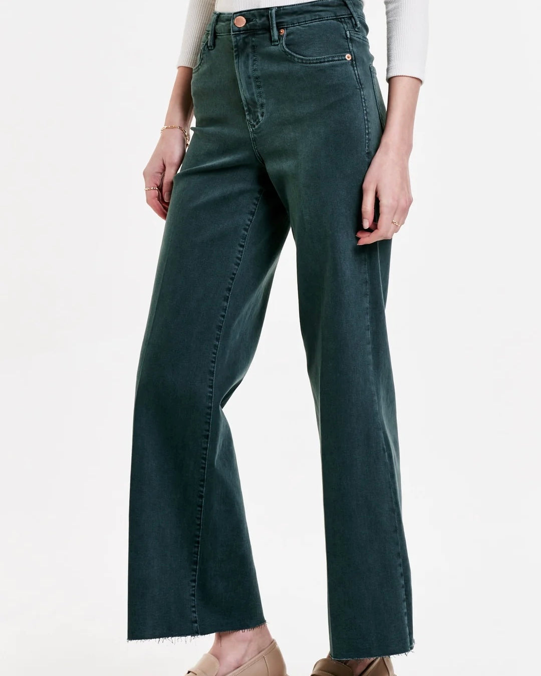 Fiona {Pine} Wide Leg Jean