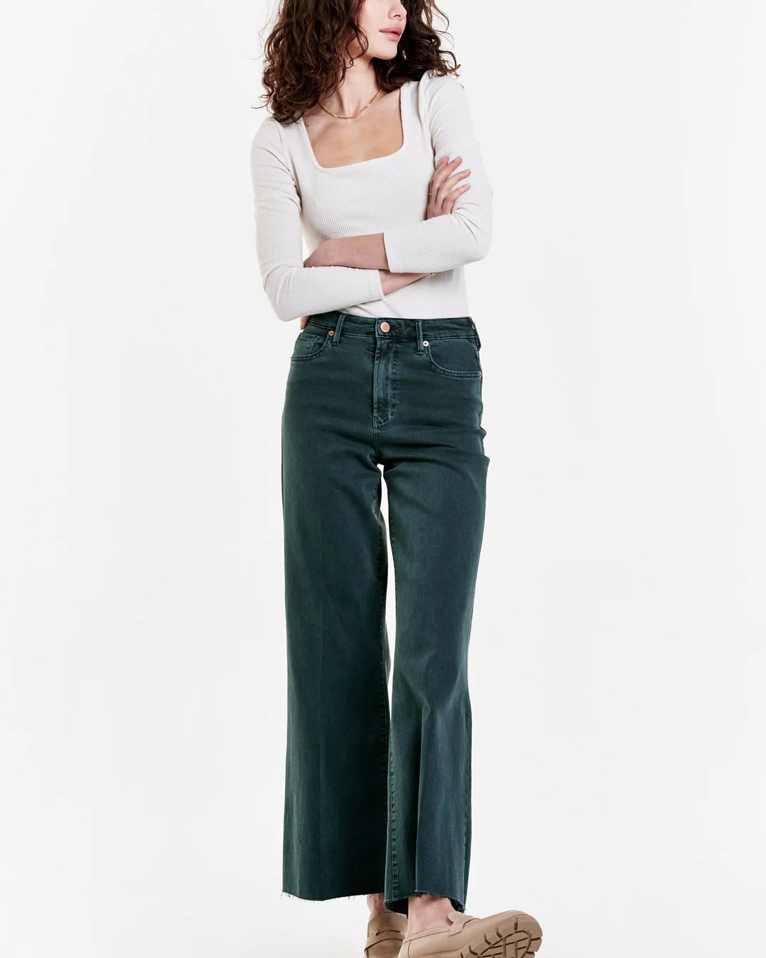 Fiona {Pine} Wide Leg Jean