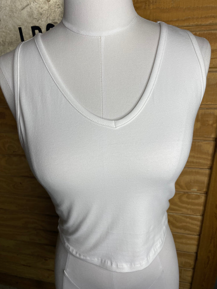 Anna Crop Tank in White