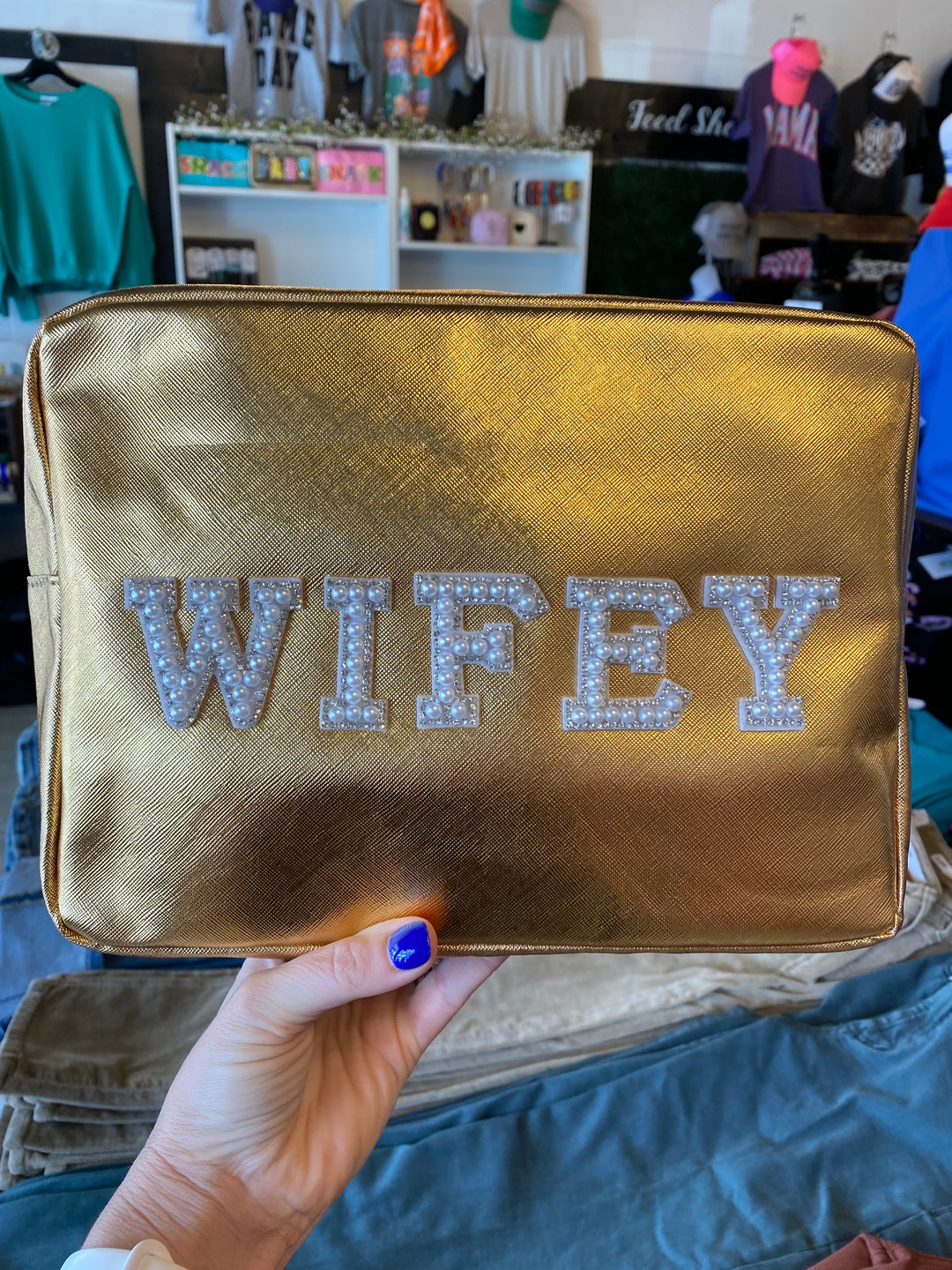 Wifey Zipper Patch Bag