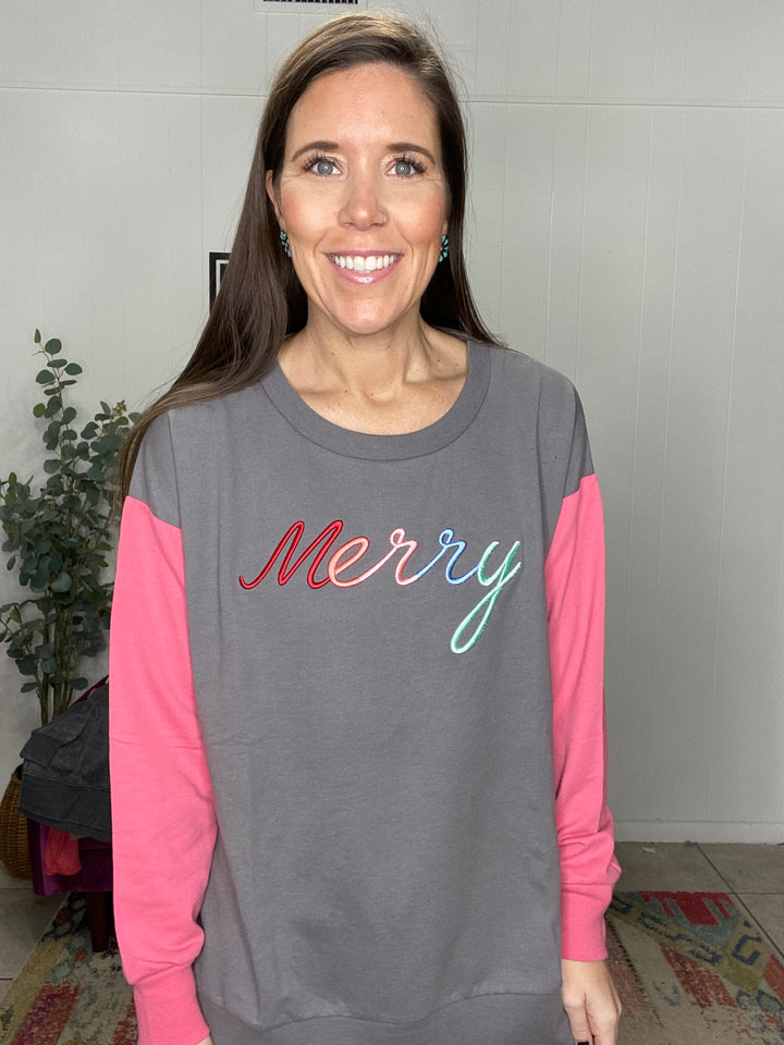 Merry Color Block Sweatshirt