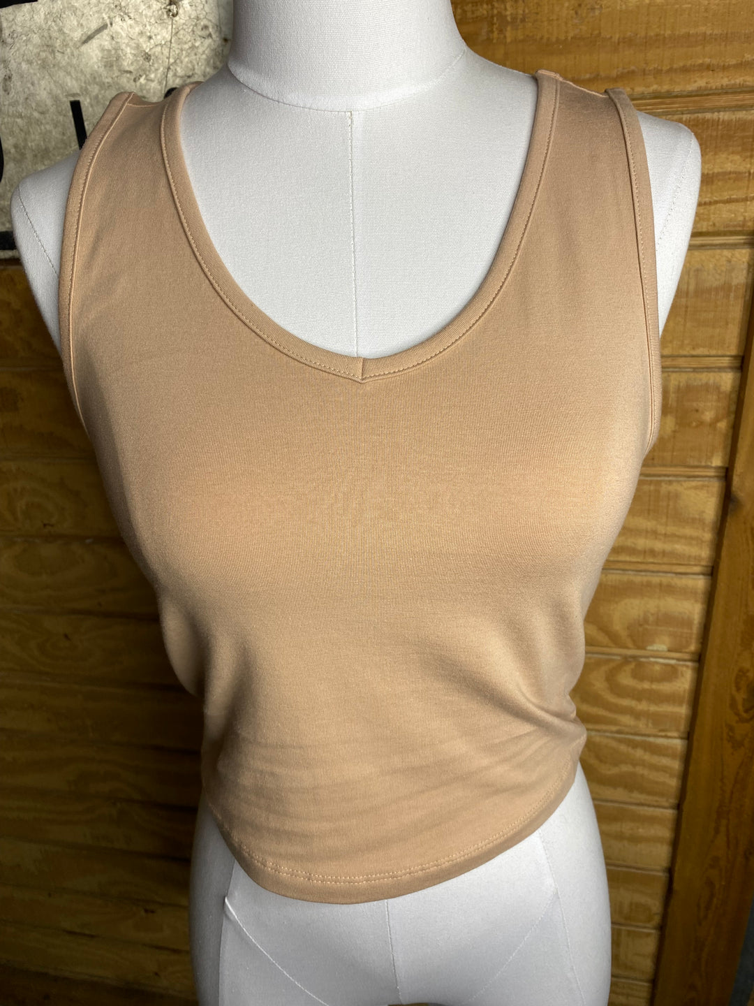 Anna Crop Tank in Taupe