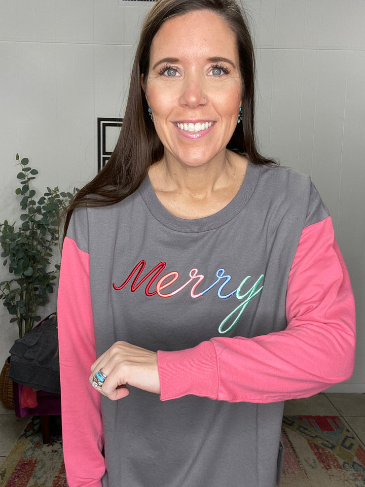 Merry Color Block Sweatshirt