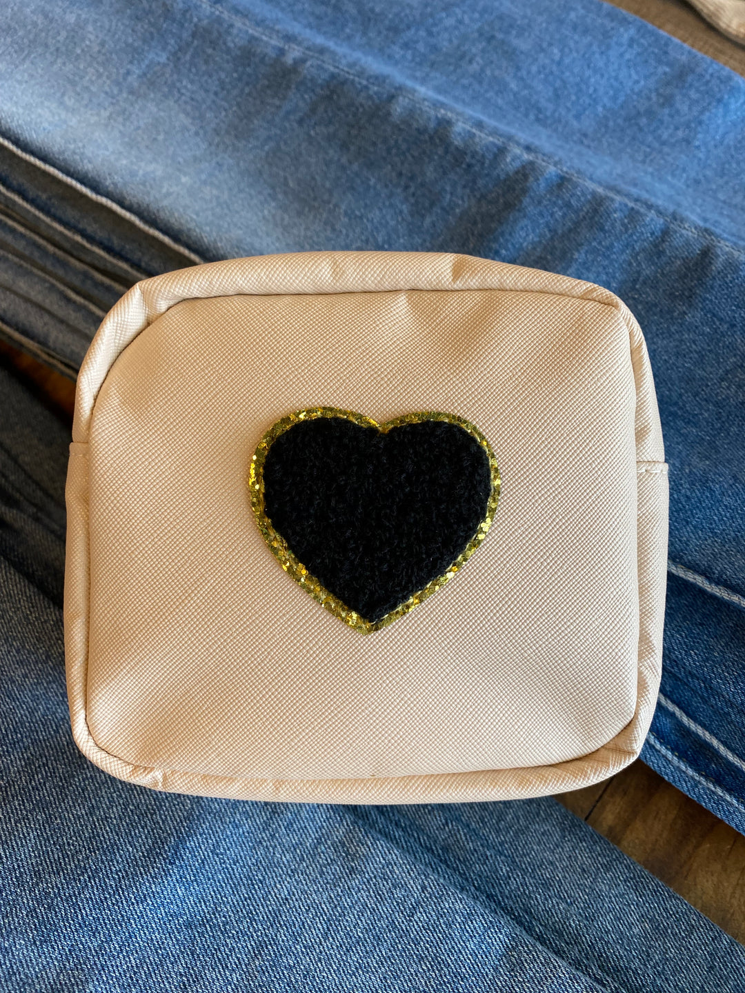 Heart Zipper Patch Bag