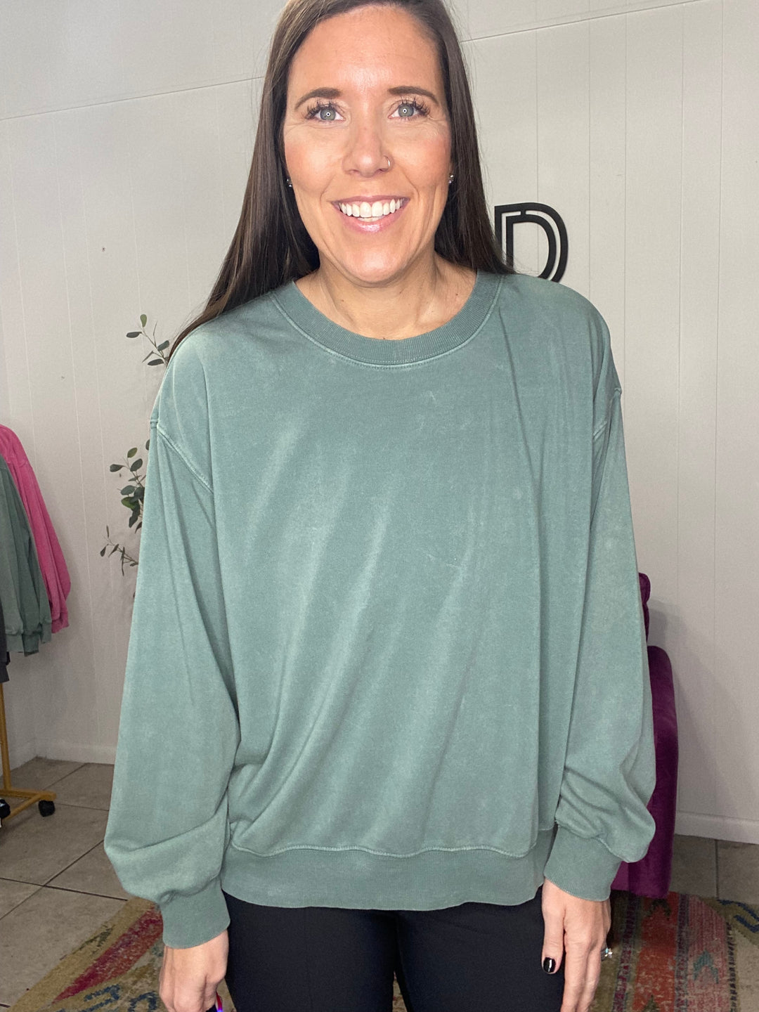 Morgan Sweatshirt in Gray Green