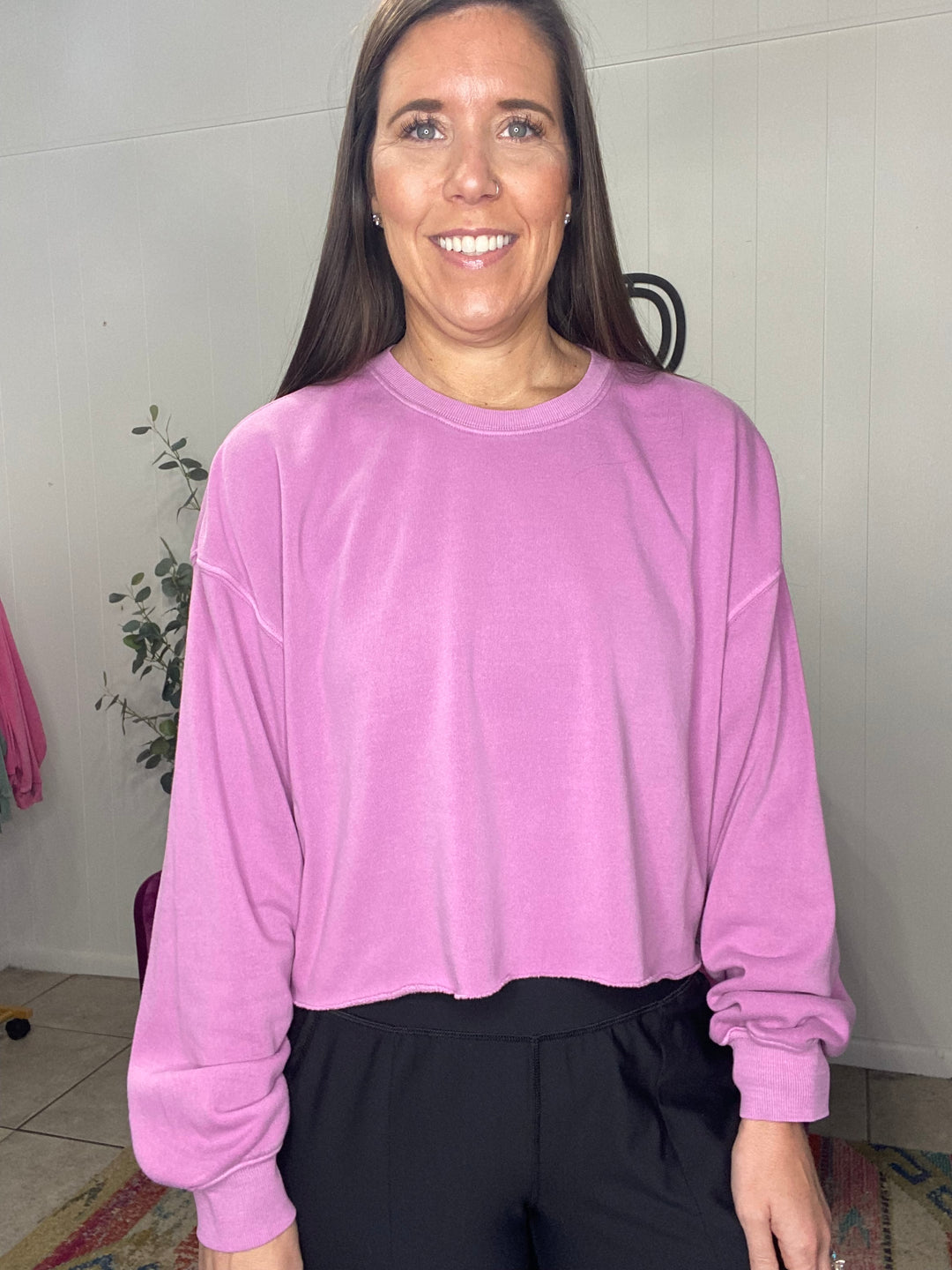 Kaylie Crop Sweatshirt in Vintage Plum