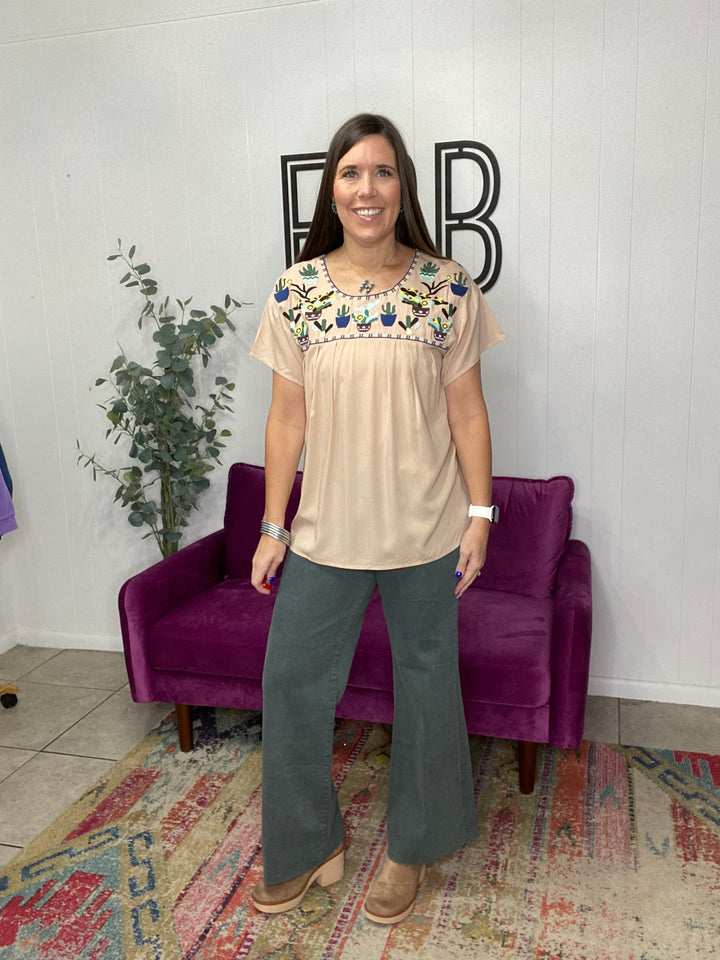 Fiona {Pine} Wide Leg Jean