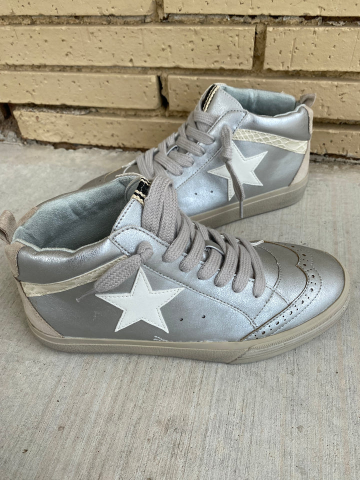 Paulina White Silver Sneaker