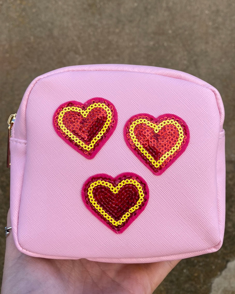 Hearts Zipper Patch Bag