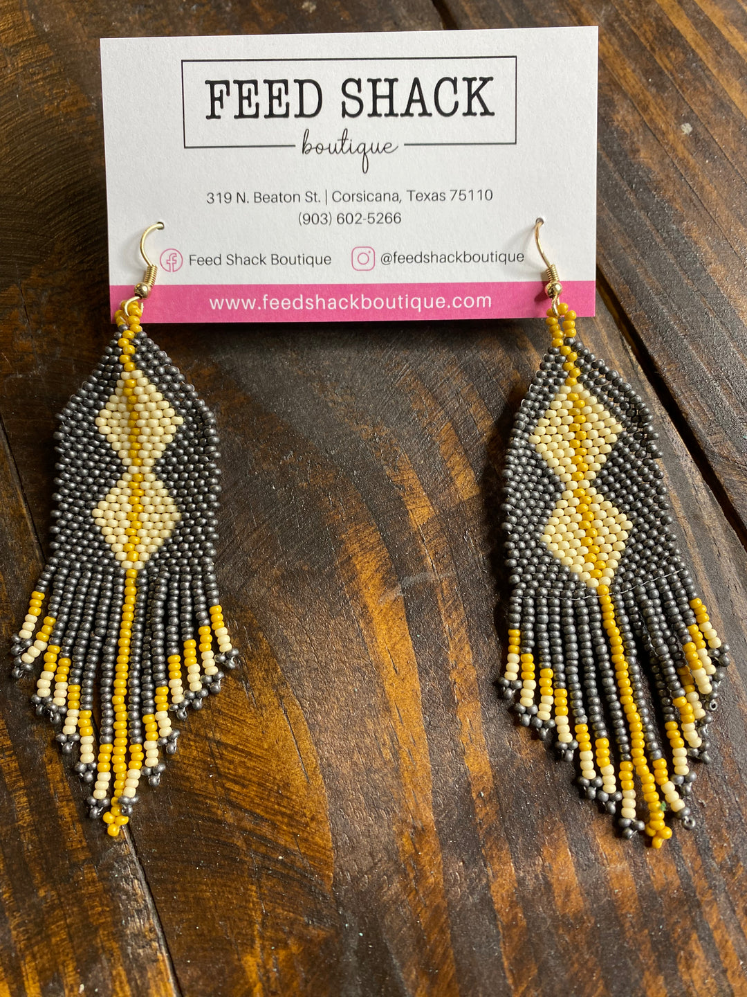 Carla Earrings in Grey/Mustard