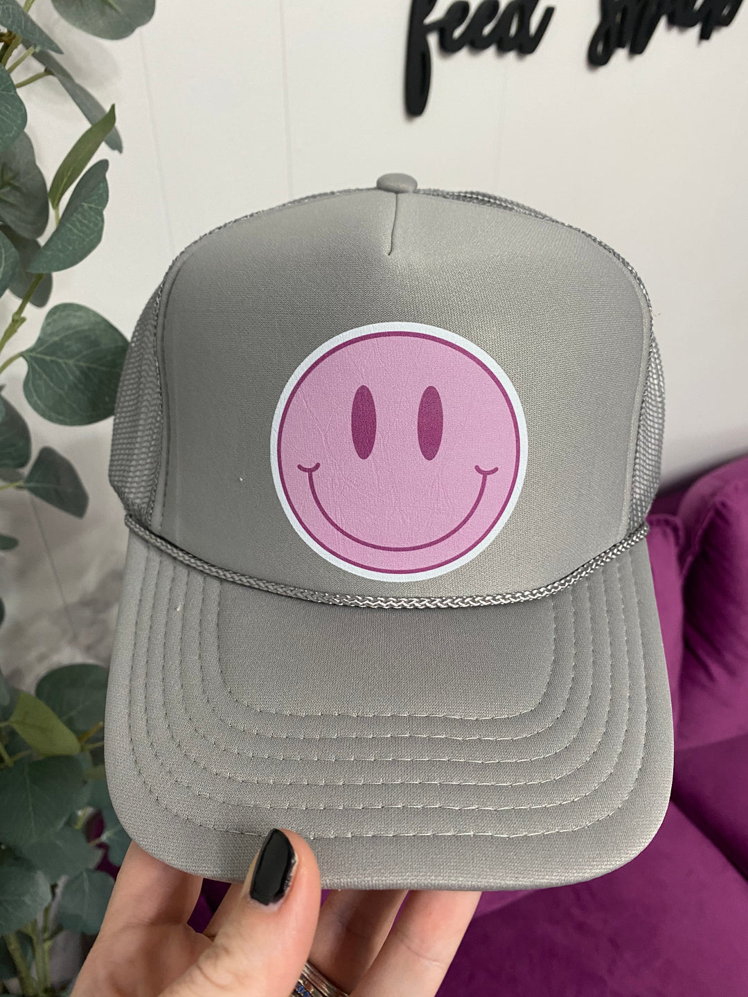 Happy Grey Trucker Hat