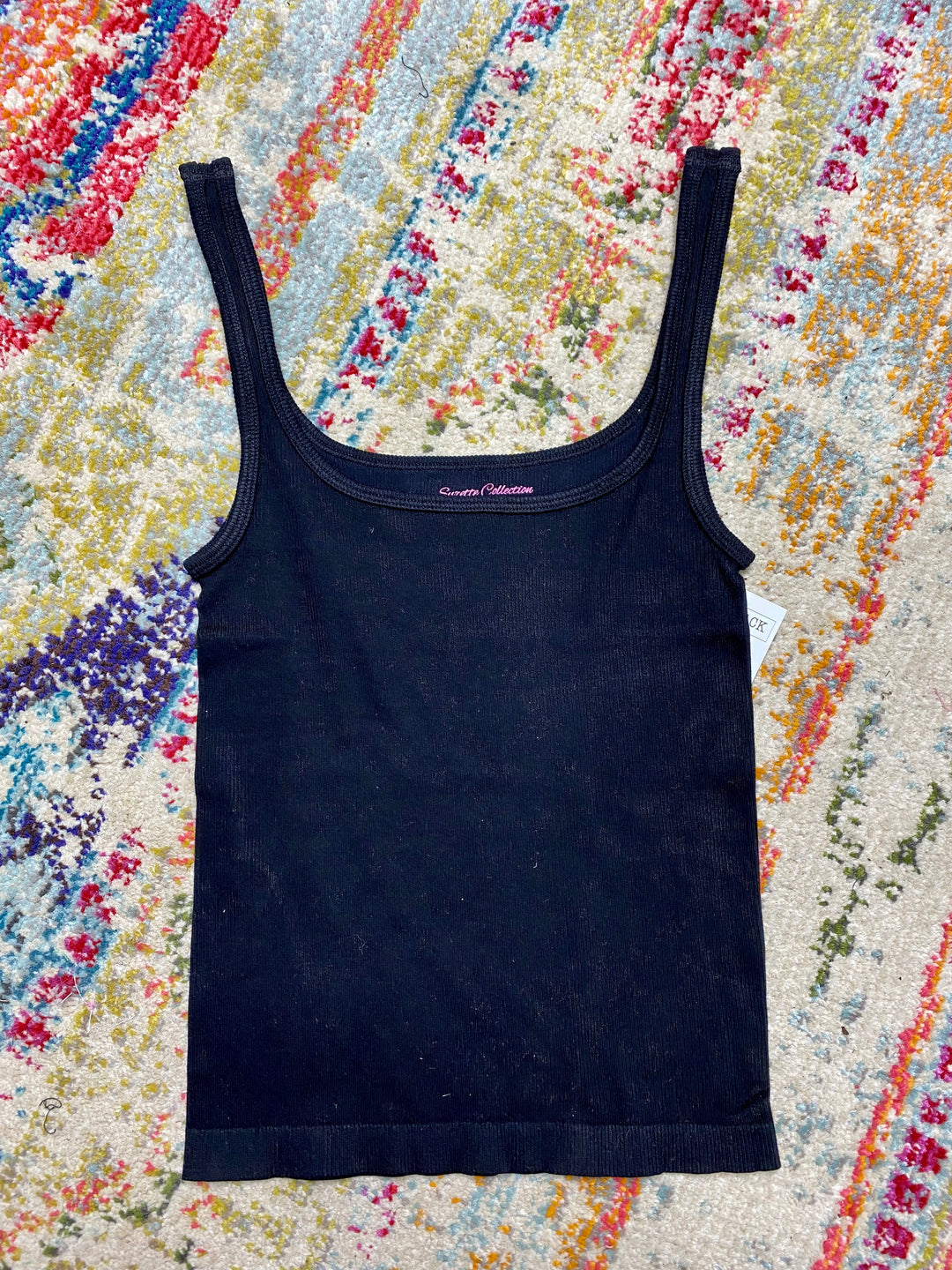 Ava Ribbed Tank in Black