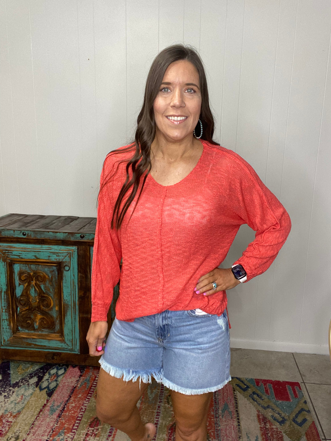 Coy Sweater in Coral