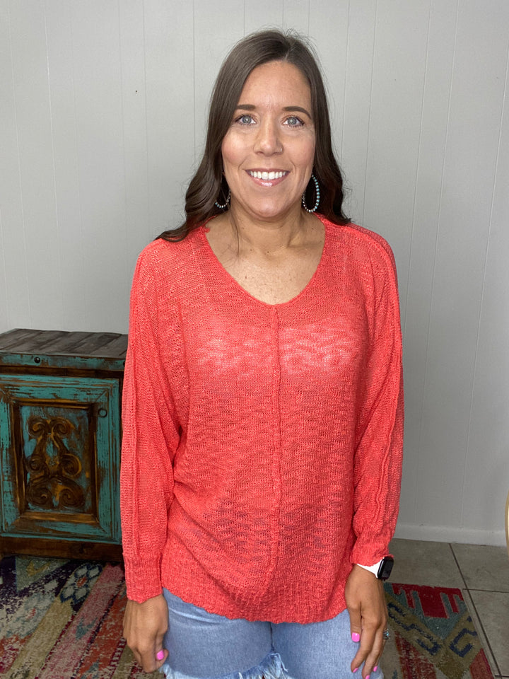 Coy Sweater in Coral