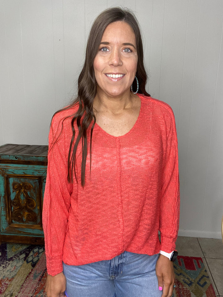 Coy Sweater in Coral
