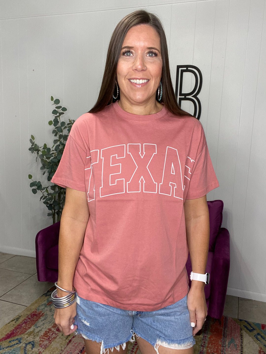 Texas Oversized Tee in Salmon