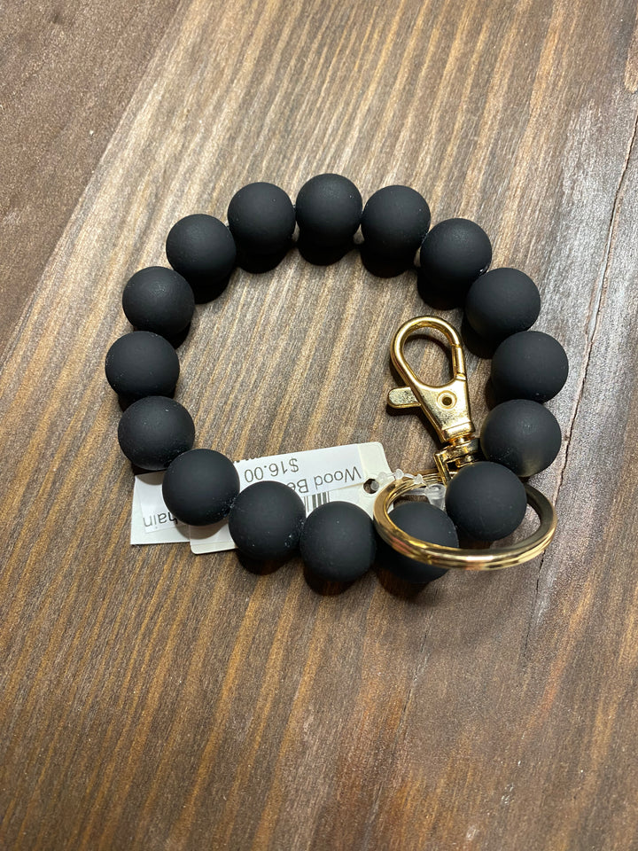 Wood Bead Wrist Keychains