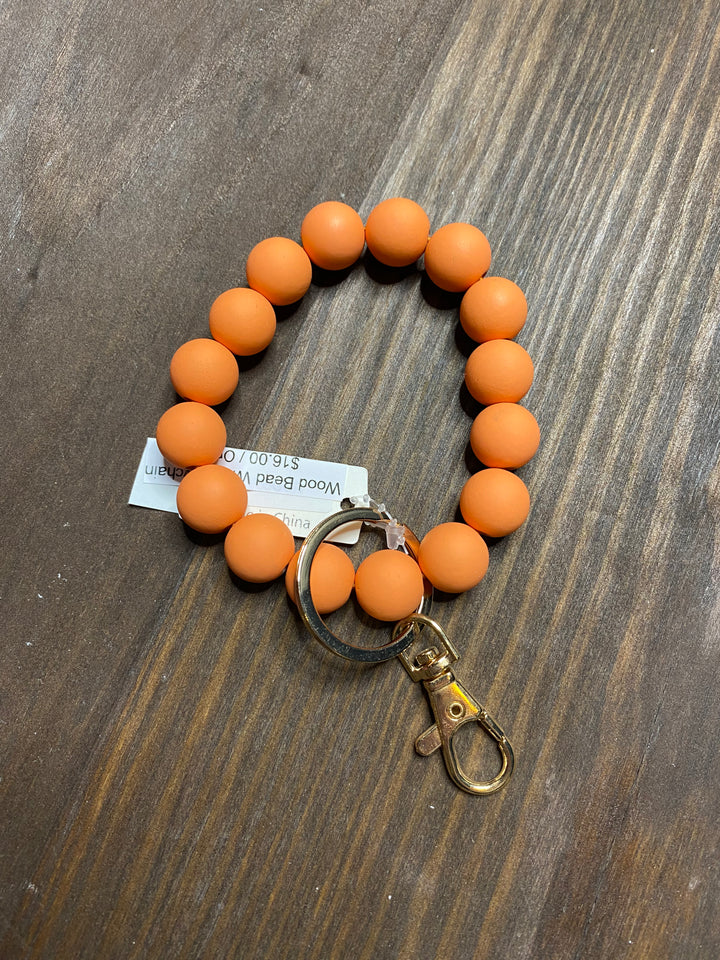 Wood Bead Wrist Keychains