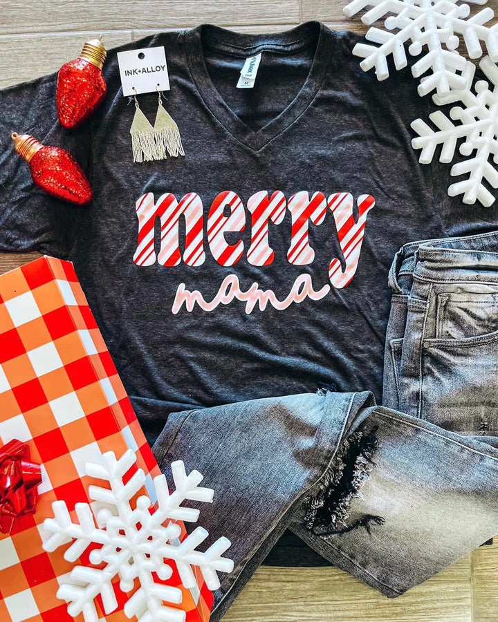 Merry Mama V-Neck Tee