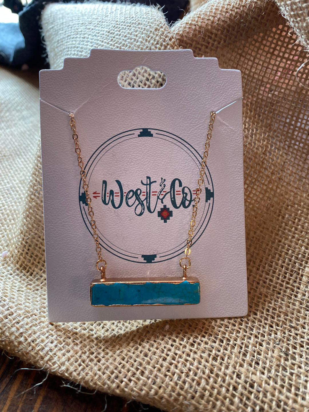 Gold Turquoise Bar Necklace