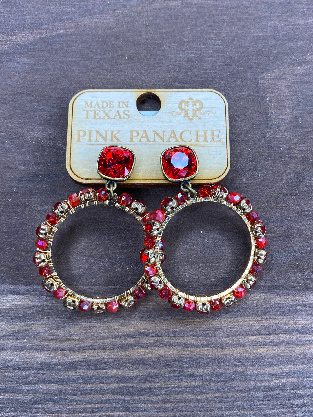 Ruby Red Circle Earrings