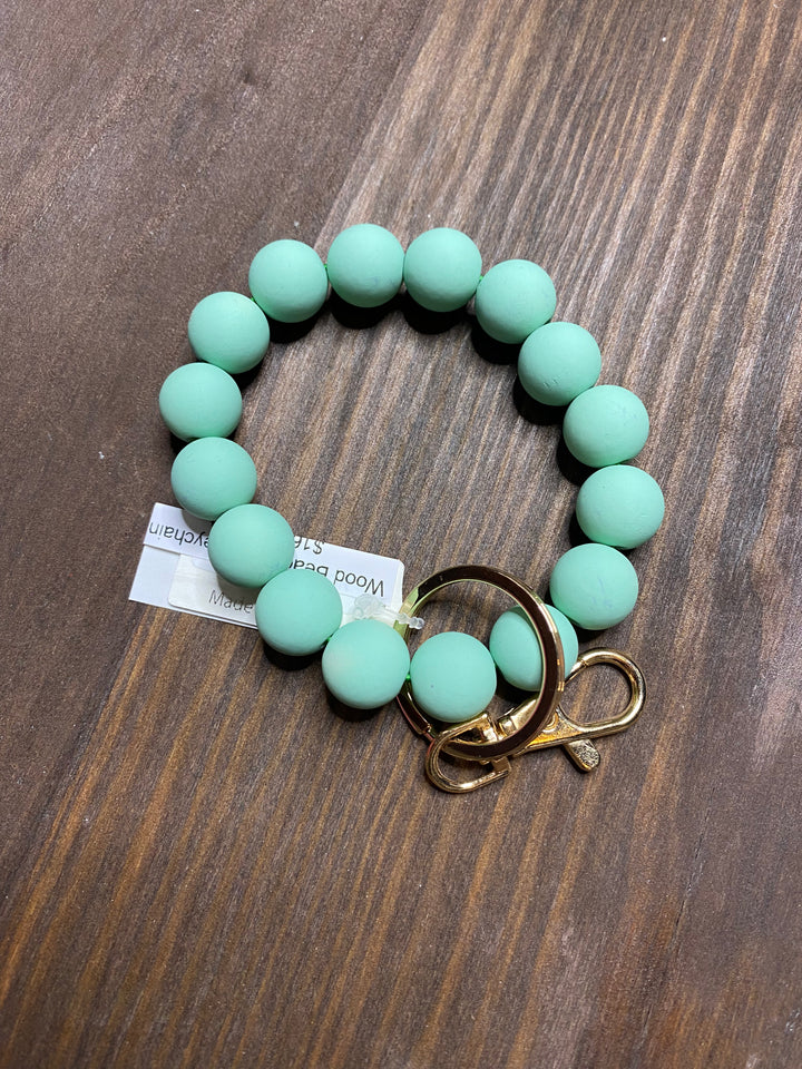Wood Bead Wrist Keychains